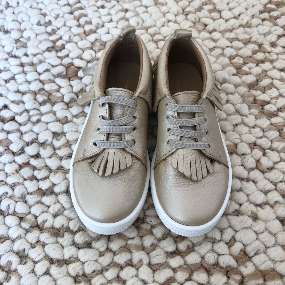 •FRESHLY PICKED• Platinum fringe sneakers.